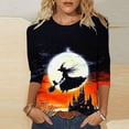 thumbnail image 5 of Halloween Shirts for Women, 3/4 Sleeve Fall Tops, Funny Witch Graphic Crew Neck Tee, Halloween Party Costume Perfect Gifts, 5 of 5