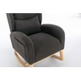 thumbnail image 6 of Teddy Fabric Rocking Chair with Wood Legs and Side Pocket, Modern Glider Chair with High Backrest, Recliner Armchair for Living Room, Bedroom, Lounge, Nursery, Dark Gray, 6 of 8
