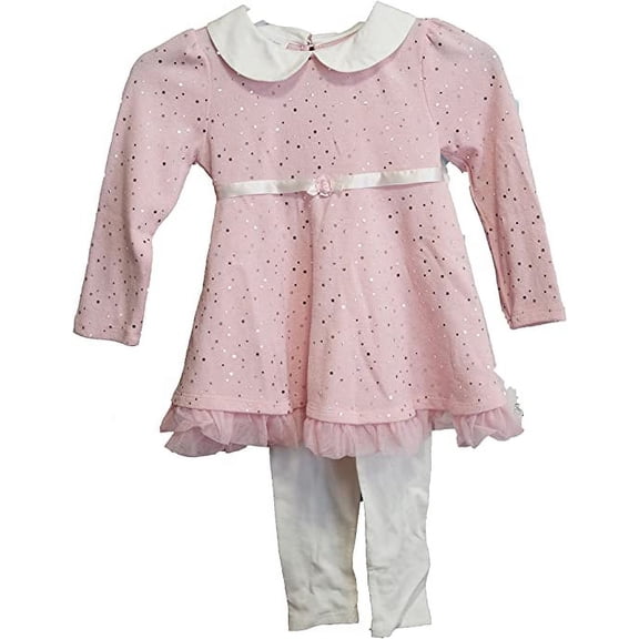 Bonnie Jean Foli Dot Dress & Leggings Set Toddler Girl, 4T Pink