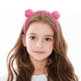 thumbnail image 3 of WHEANG Cute Animal Bear Ear Headbands for Women Trendy Soft Plush Bear Ears Non Slip Headbands Party Hair Accessories for Women Daily Makeup Shower Photo Prop Pink, 3 of 4