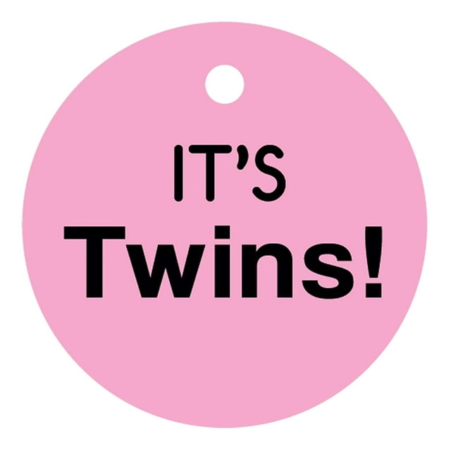 100 PCS Baby Shower Favor Gift Paper Tags It's Twins Cricle Baby Shower Hang Tags