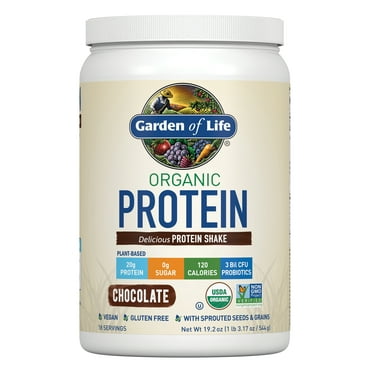 Garden of Life Organic Plant Based Probiotic 20g Protein Shake Drink Powder for Digestive Gut Health, Vegan, Chocolate, 20oz
