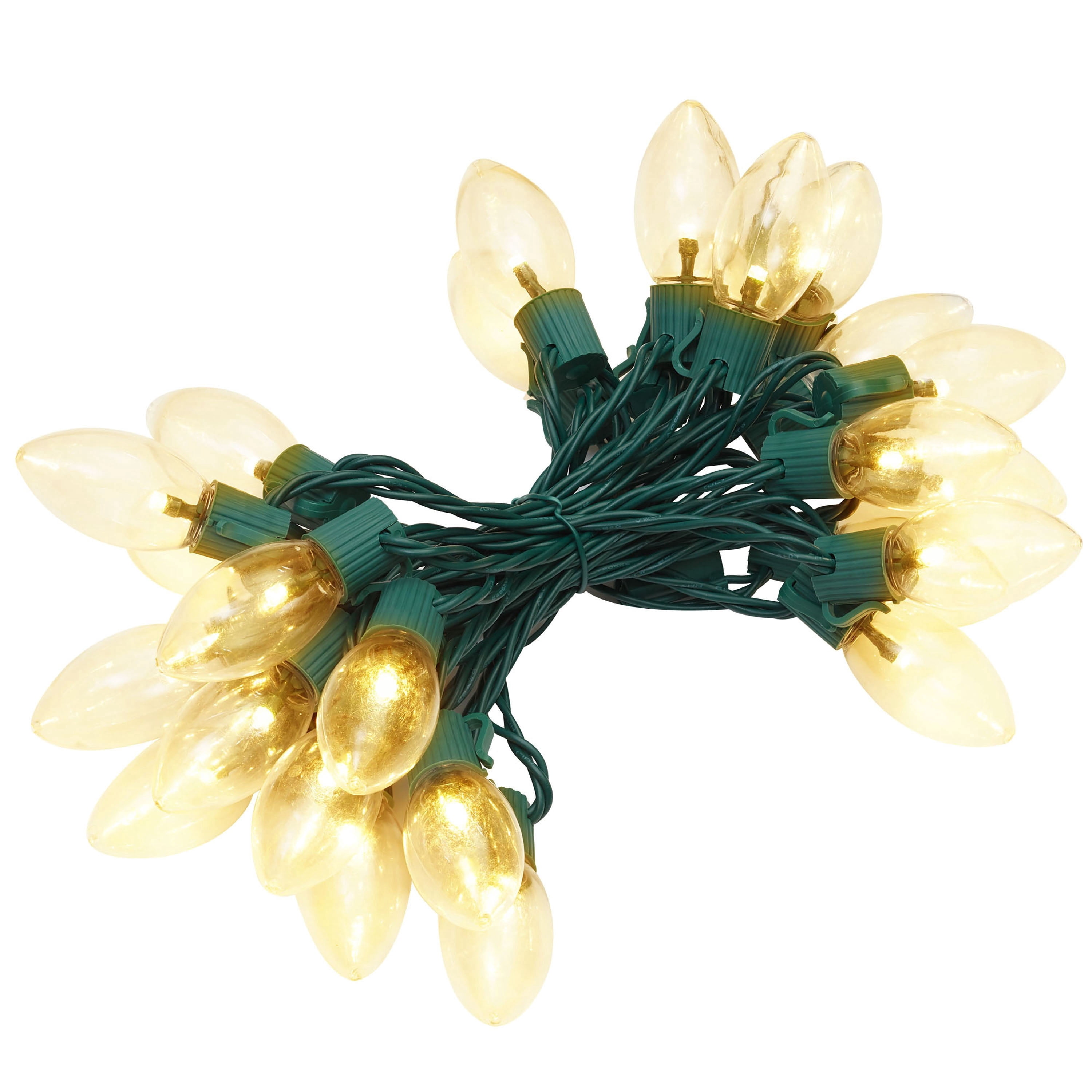 Indoor/Outdoor 25-Count LED Ultra Bright C9 Christmas String Lights, Warm White, Green Wire, 14', by Holiday Time