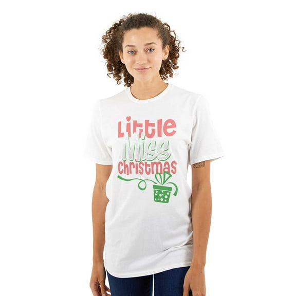 Cute Little Miss Christmas Present Womens Graphic T Shirt Tees Brisco Brands S
