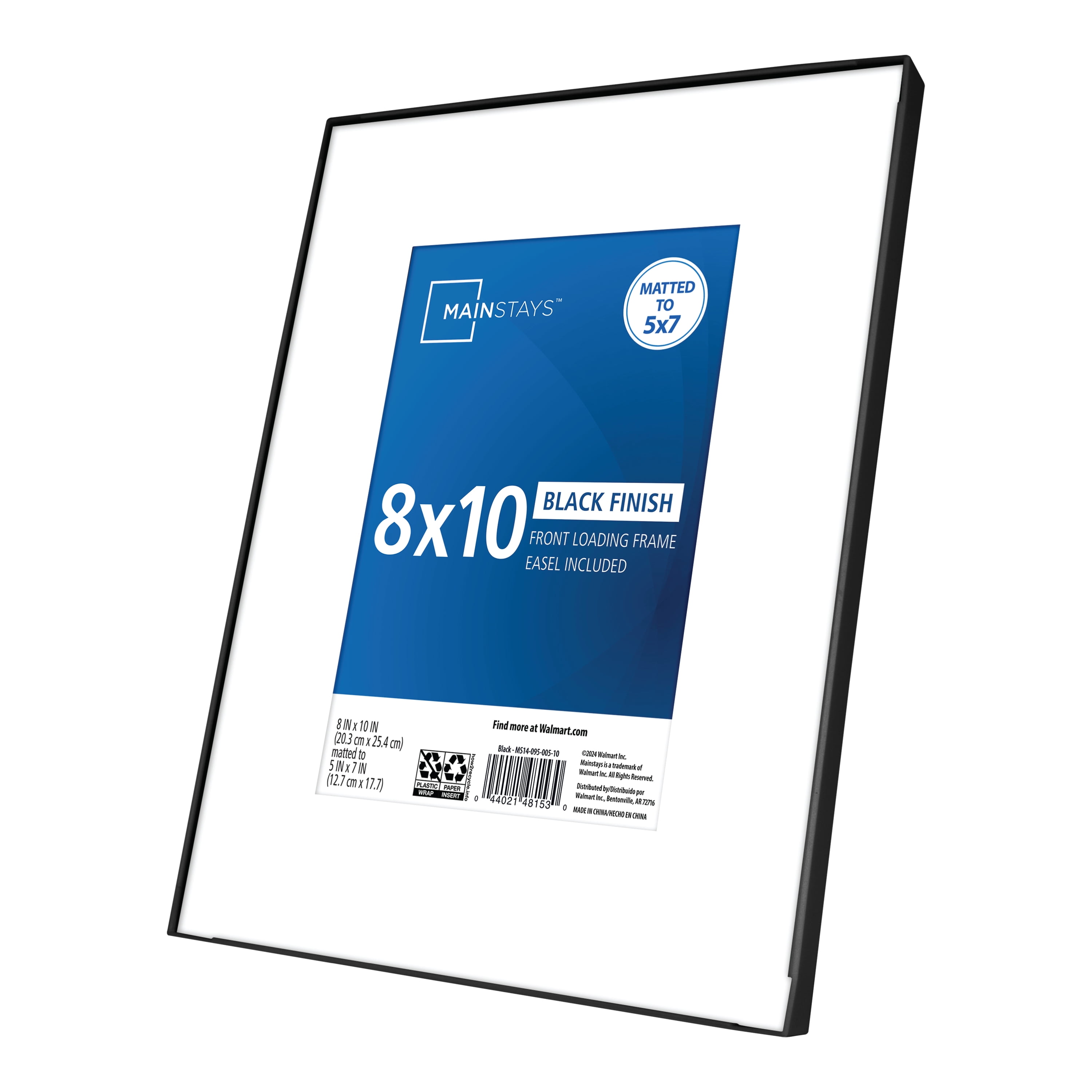 (4 pack) Mainstays – 5x7 Picture Frame – Black Front Loading 8x10 Matted Wall or Tabletop Photo Frame