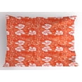 thumbnail image 1 of Orange Pillow Sham Hawaiian Pattern with Tropical Climate Hibiscus Flowers Abstract Summer Flourish, Decorative Standard King Size Printed Pillowcase, 36 X 20 Inches, Orange White, by Ambesonne, 1 of 2