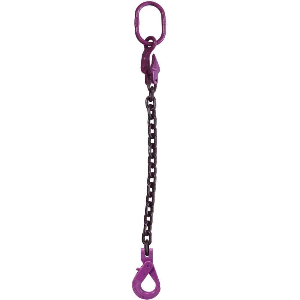Chain Sling Grade 100 3/8" x 5' Single Leg with Positive Locking Hook 