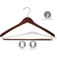 thumbnail image 2 of Premium Wooden Suit Hangers 25 Pack, Smooth Solid Wood Coat Hanger with Locking Bar Walnut Finish, 2 of 2