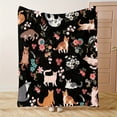 thumbnail image 3 of Whimsical Cat & Floral Print Flannel Throw Blanket Ultra-Soft Warm and Cozy for Snuggling Up on Couch or Bed Perfect Home Decor Accent with Vibrant Colors and Plush Texture Red, 3 of 7