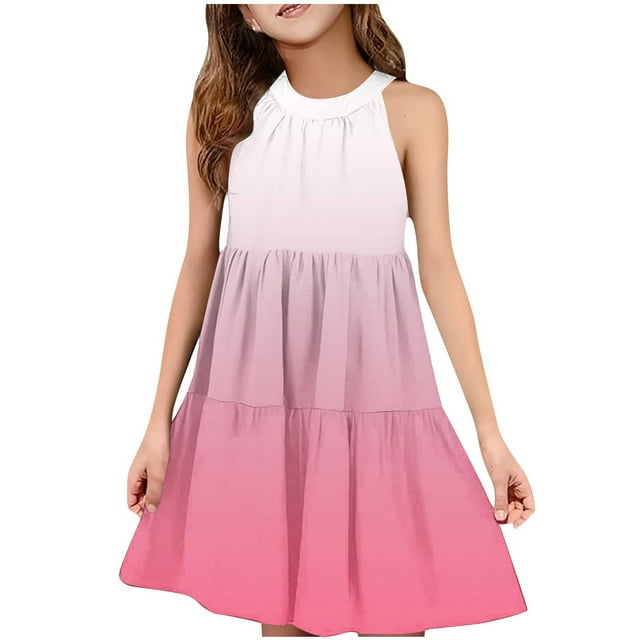 Robes d'Été Décontractées Robe d'Été Décontractée Filles Col Rond Sans Manches Robe Patchwork Robe Ludique Confortable Robe d'Été Décontractée Robes d'Été Mignonnes Robes d'Été Filles Robes d'Été