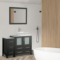 Vanity Art 42" Single Sink Bathroom Vanity Set with Engineered Marble Top and Free Mirror