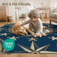 thumbnail image 4 of ODIKA 2'x3' Washable Doormat Non-Slip, Low Pile Nautical Vintage Maritime Compass Motif Retro Circle Octopus Refined Structured for Entryway, Kitchen, Laundry Room, 4 of 7