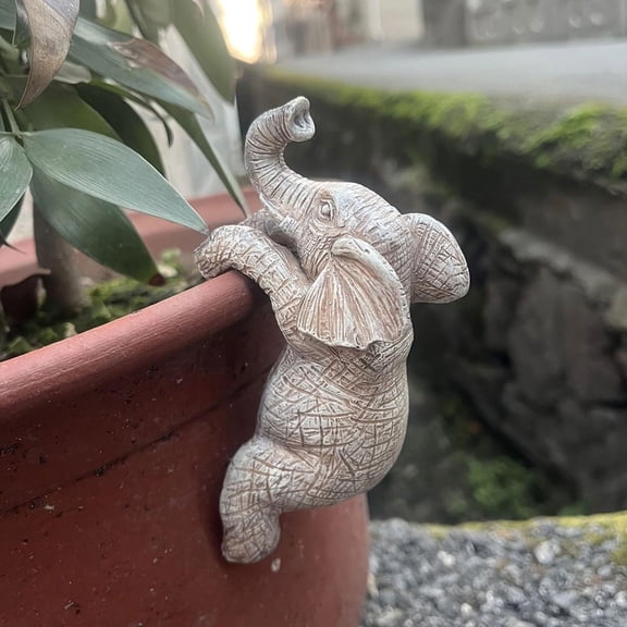 FytStycale Elephant Plant Pot Hanger Gift Cute Resin Ornament for Garden Backyard Patio