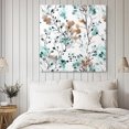 thumbnail image 4 of Teal Brown Spring Floral Wall Art Painting on Canvas, Summer Botanical Abstract Canvas Art Home Prints Wall Art Framed Modern Artwork for Living Room Bedroom Wall Decor 16x16in, 4 of 9