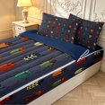 thumbnail image 3 of Erosebridal Cute Beetles Zipper Queen Comforter Set with Fitted Sheet and 2 Pillowcases,Vintage Nature Wildlife Theme Zipper Bedding Set,Navy Red,Navy Blue Reversible,4pcs, 3 of 8