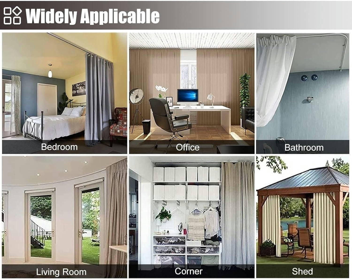 GXCZ Curtain Rods For Windows Wall/ceiling Mounted Curved Curtain Rod, Aluminium Curtain Track For Bathtub Bay Window(Ceiling Mount,300cm/9.8ft)