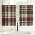 thumbnail image 3 of Fall Kitchen Curtains 54 Inches Long, Pink Green Rustic Buffalo Plaid Vintage Autumn Rod Pocket Window Curtains Panels for Bedroom, Light Filtering Treatment Curtains Drapes 42''''x54'''', 3 of 5