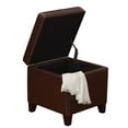 thumbnail image 2 of Homebeez Tufted Faux Leather Storage Ottoman Square Cube Foot Rest Stool with Flip Top (Brown), 2 of 2
