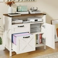 thumbnail image 3 of Lateral File Cabinet with 2 Drawers and Door Farmhouse File Cabinet for A4/Letter Size Hanging Files, Large Wood File Storage Cabinets Printer Stand with Open Space for Home Office Furniture, White, 3 of 9