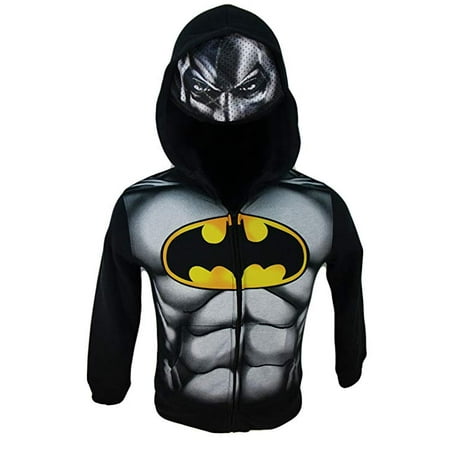 DC Comics Batman Boys' Full Zip Mask Hoodie 5 Black -