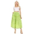 thumbnail image 5 of Sakkas Solid Embroidered Gypsy / Bohemian Mid Length Cotton Skirt - Spring Green - One Size, 5 of 5