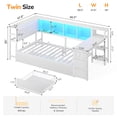 thumbnail image 2 of Twin Corner Bed Frame with Desk and Storage Bookcase, Metal Daybed with Charging Station, LED Lights and 2 Drawers, Twin Size Gaming Platform Bed Frame, Esports-Style, White, 2 of 10