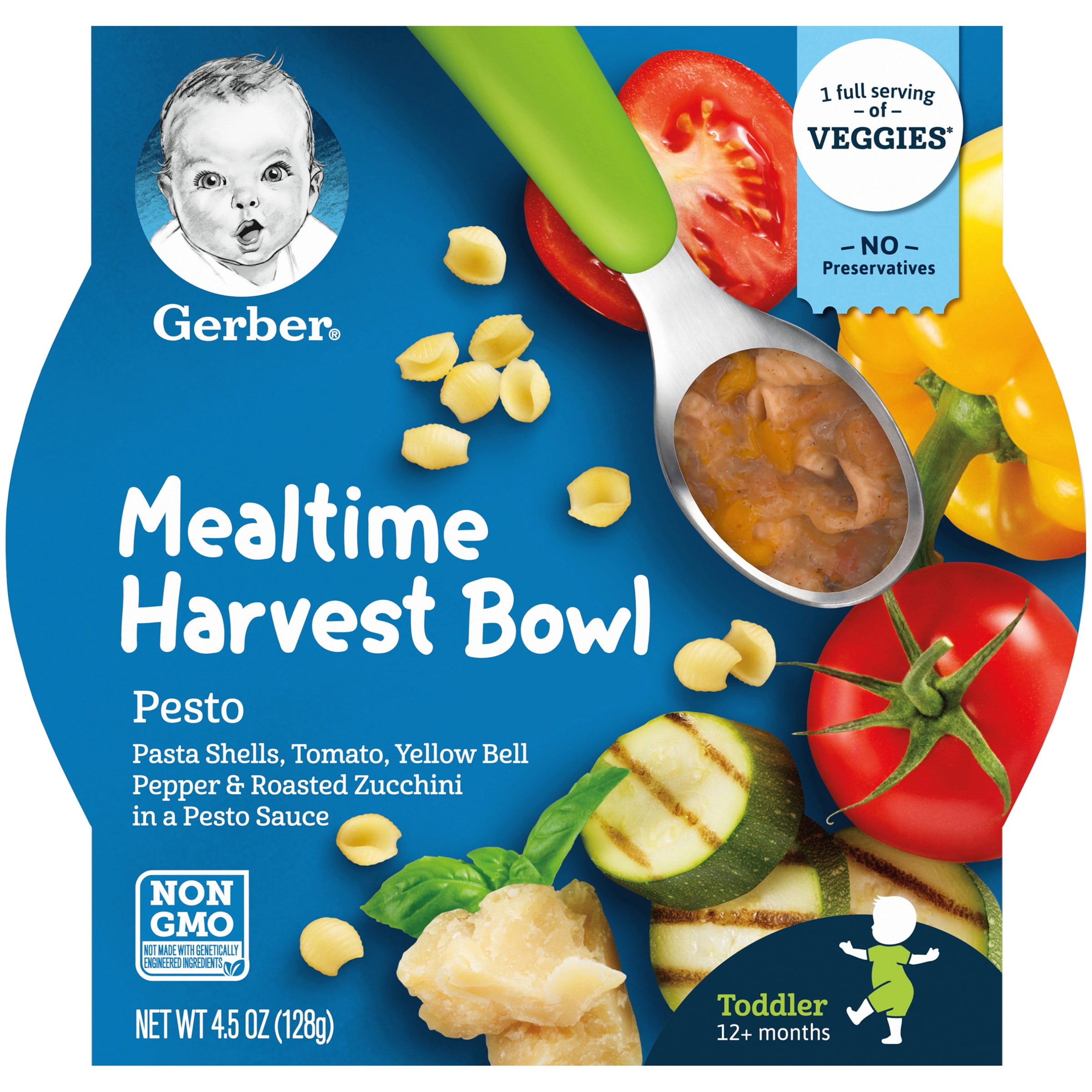 Gerber Mealtime Harvest Bowl Toddler Food, Pesto, 4.5 oz Tray