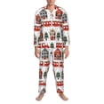 thumbnail image 3 of Hirioo Christmas Houses for Men's Pajama Sets 2 Piece Pjs Men's Long-Sleeved Pajama Set Button Down Sleepwear,S-XXL-Medium, 3 of 7