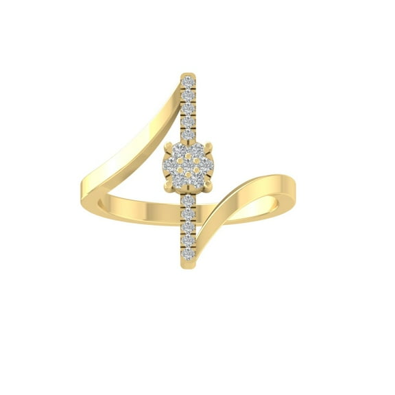 ARAIYA FINE JEWELRY 10K Yellow Gold Round Cluster Lab Grown Diamond Engagement Ring (1/8 cttw, VS Clarity, D-F Color) Size 9