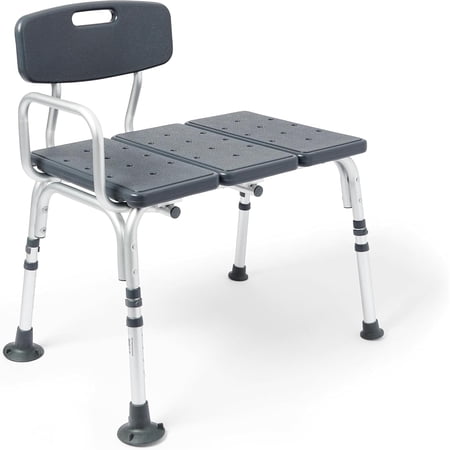 YIAIL Tub Transfer Bench – Adjustable Shower Chair for Seniors and Adults, Non-Slip Bath Seat with Backrest, Gray, Stable Bathroom Safety Aid