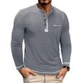 thumbnail image 2 of DIOAZUD Waffle Long Sleeve Henley Shirts for Men Solid Color Button Tops Lightweight Casual Regular Fit Tshirts for Workout, 2 of 7