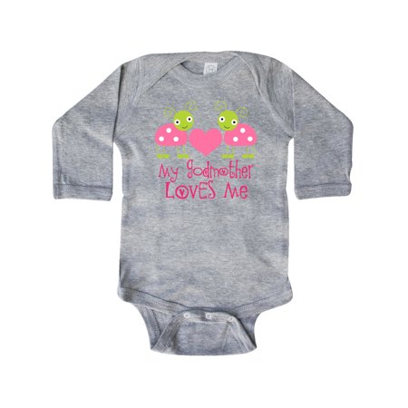 

Inktastic My Godmother Loves Me Girls Ladybug Gift Baby Girl Long Sleeve Bodysuit