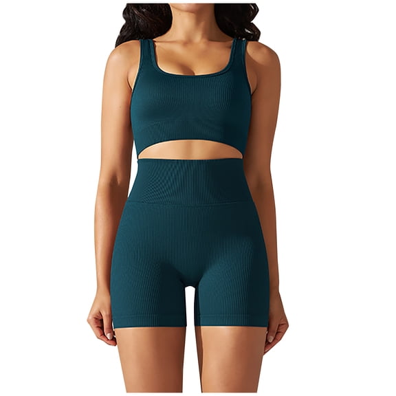 Ashirexll Two Piece Sets for Women, Vacation Outfits for Women, Casual Sleeveless Round Neck Blouse and Pant Summer Outfit Set