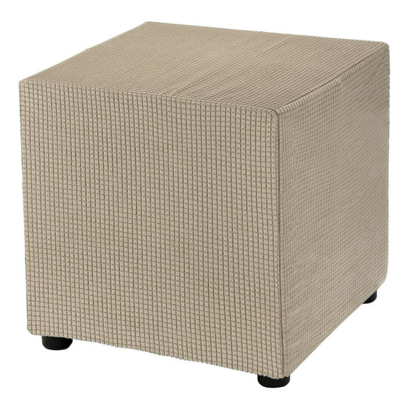 Square Ottoman Cover 18x18x18inch Polyester Ottoman Slipcovers, Khaki