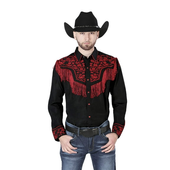 El Señor de los Cielos Embroidery Shirt Black/Red 126726