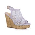 thumbnail image 1 of BLISSFUL STEP Chaussures pour Femmes Sandales à Talon Compensé à Bout Ouvert à Plateforme avec Lacets Fleur Violette 10, 1 of 7