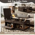 thumbnail image 5 of Lift-Top Coffee Table with Hidden Storage and Open Shelf - Antique Brown, 5 of 10