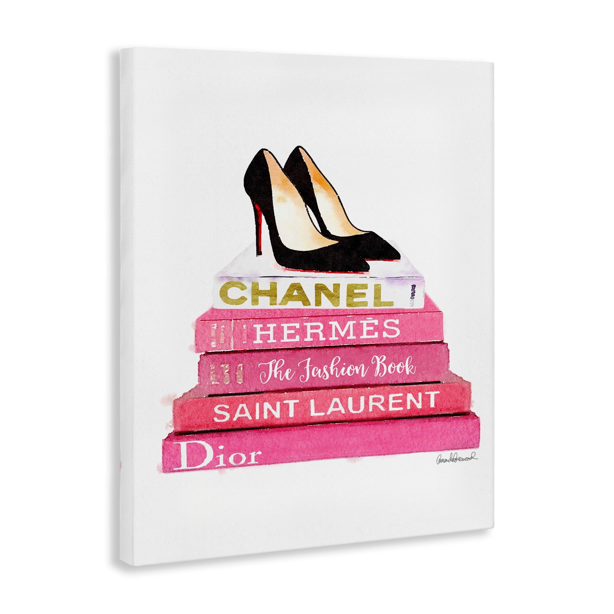 The Stupell Home Decor Collection Fashion Books and Black Heels Canvas Wall Art