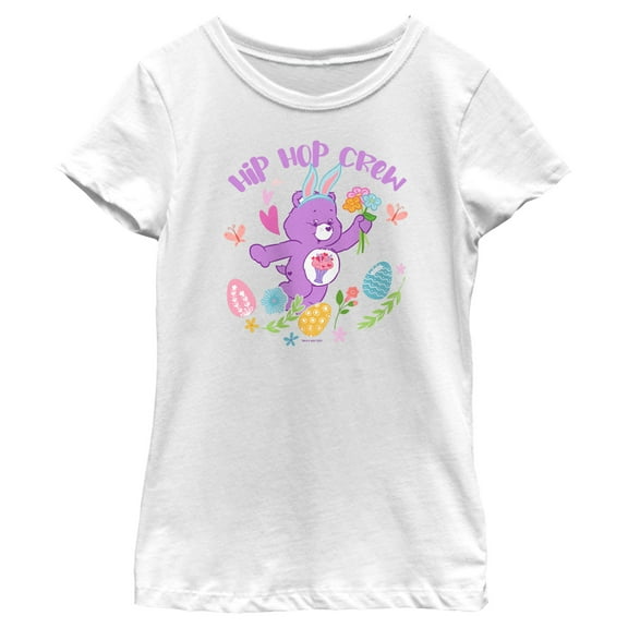 Girl's Care Bears Hip Hop Crew  Graphic Tee White Large