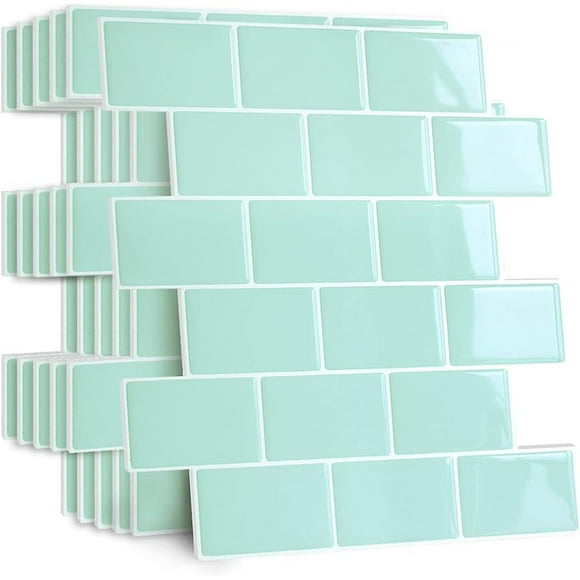 6 Sheets Of Heat Resistant Wall Stickers (green) Thickened Peel And Stick Wall Tile Backsplash For Kitchens And Bathrooms, Underground Tile Self Adhes