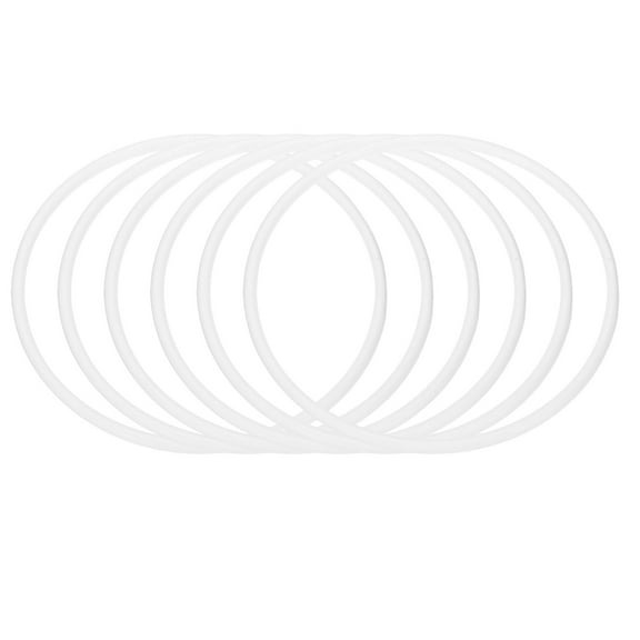 Uxcell 8 Inch Dream Catcher Rings, 6 Pcs Plastic Macrame Wreath Floral Round Ring Hoop, White