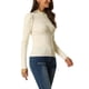 thumbnail image 4 of Suéter casual de manga larga con cuello alto y fruncido en la parte delantera para mujer Inspire Chic, talla XL, color blanco, 4 of 6