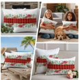 thumbnail image 5 of Christmas Winter Outdoor Waterproof Pillow Covers, Green Leaves Red Buffalo Plaid Pastoral Decorative Square Throw Pillowcase Sofa Cushion Sham for Patio/Couch/Chair, 26"x26" 2 Pack, 5 of 8