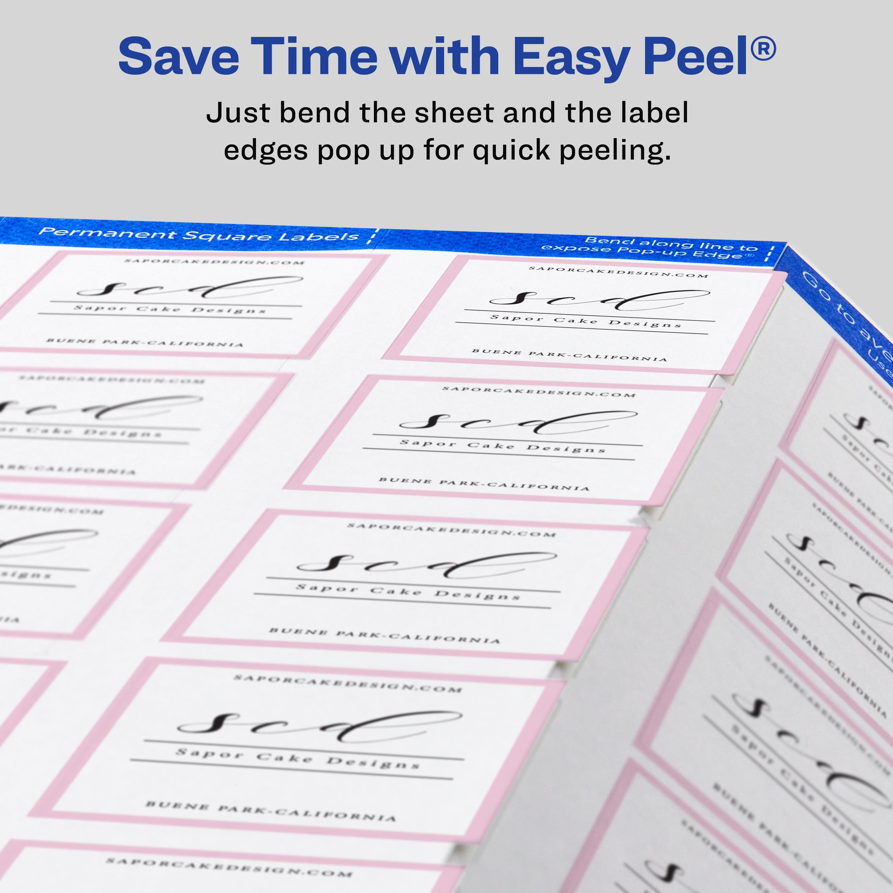 Avery Easy Peel Square Labels, Print-To-The-Edge, Permanent White, True Block, 1-1/2