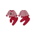 thumbnail image 2 of Loicainy Toddler Baby Boy Fall Clothes Set 3 6 12 18 24 Months 2T 3T Football Embroidery Stripe Long Sleeve Pullover Elastic Waist Solid Pants 2Pcs Outfit, 2 of 9