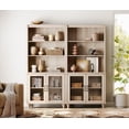thumbnail image 2 of WAMPAT Farmhouse Bookcase, Bookshelf with Glass Doors, Large Wood Display Book Shelf with Adjustable Shelves and Storage Cabinet for Living Room, Bedroom, Library, Office, Beige (2PCS), 2 of 8
