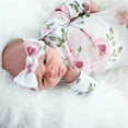 thumbnail image 4 of Baby Coming Home Outfit Knotted Sleep Gown Sleepwear Baby Knot Floral Long Sleeve Sleeping Gown With Headband Set, 4 of 5