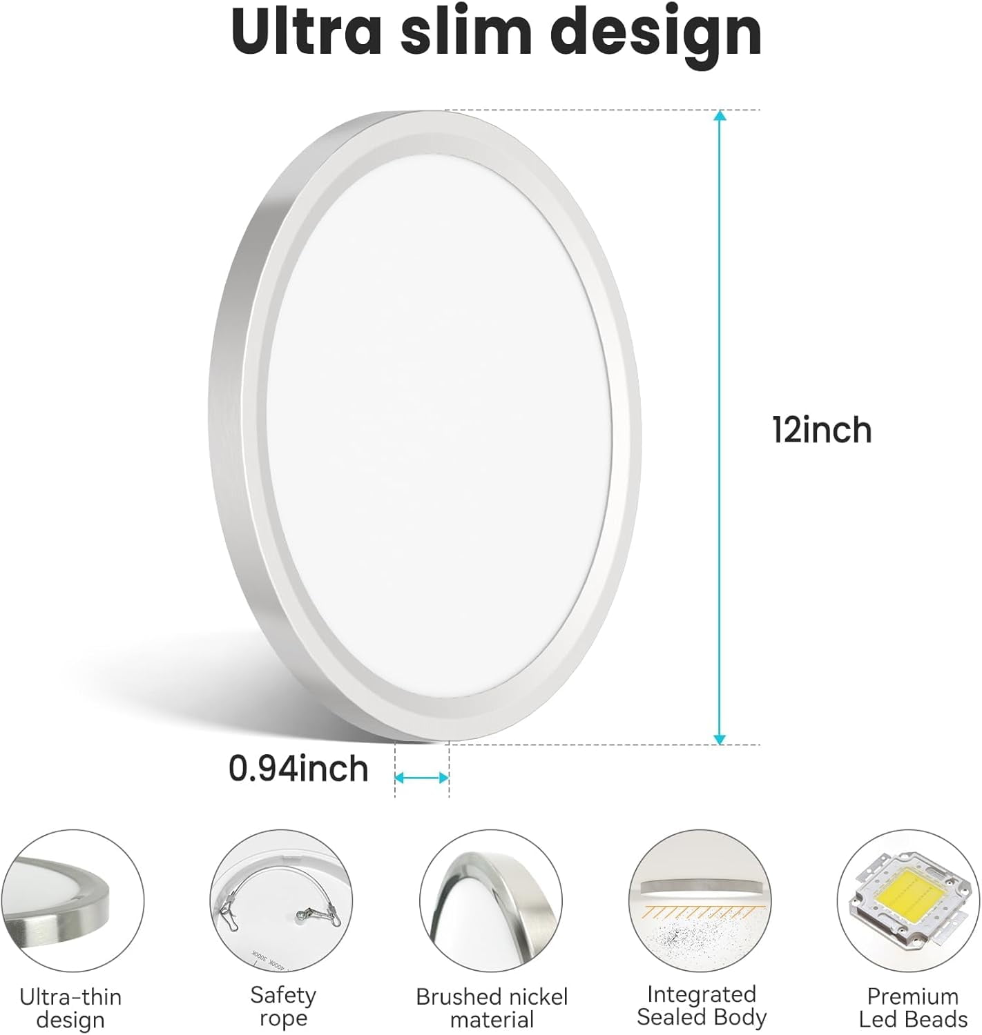 libtit 12 inch Flush Mount LED Ceiling Light Fixture, 3000K 4000K 6500K Adjustable, 28W 3200lm Round Ceiling Lamp for Bathroom Hallway Kitchen Bedroom