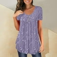 thumbnail image 4 of Yubnlvae Ruched Tunic Tops for Women - Casual Short Sleeve Blouses (Leggings Matching, Spring/Summer Outfits) Purple L, 4 of 5