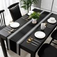 thumbnail image 3 of Black Striped Table Runner 72 Inches Long, Farmhouse Black White Stripes Kitchen Coffee Dining Table Decoration for Home Party Birthday Wedding Home Decor 14x72 Inches, 3 of 8